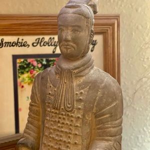 ‼️Vintage Heavy Primitive Clay 14” Chinese Antique Mud Man Emperor Statue MCM‼️